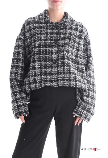 Blusão em Algodão manga comprida com gola Padrão Vichy com botões sem forro - ph 1