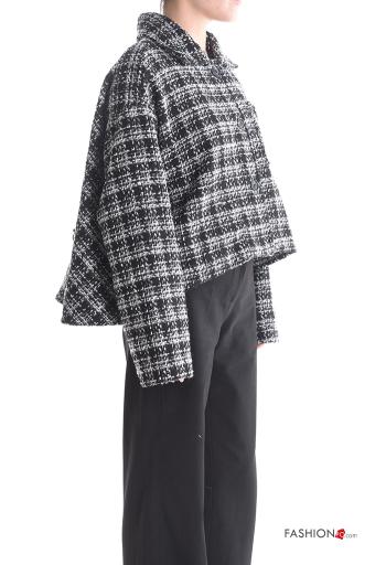 Blusão em Algodão manga comprida com gola Padrão Vichy com botões sem forro - ph 3