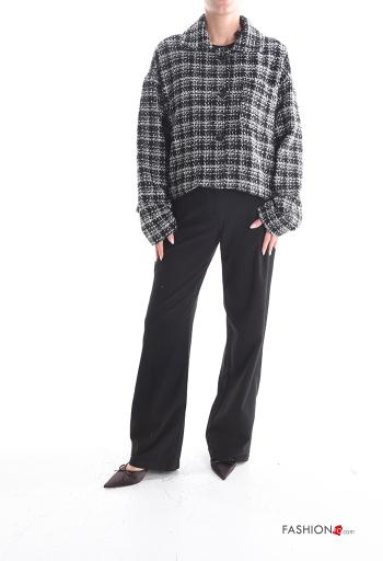 Blusão em Algodão manga comprida com gola Padrão Vichy com botões sem forro - ph 5