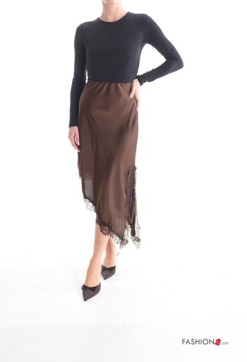 Gonna pizzo asimmetrico con elastico con spacco - ph 5