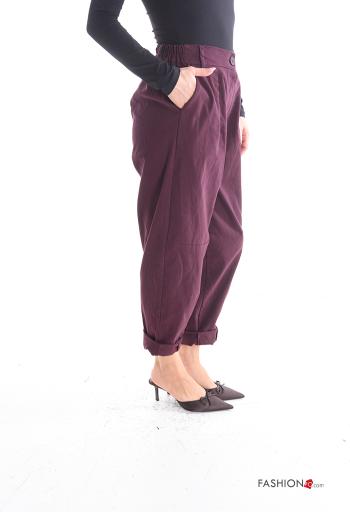 Cotton Trousers with buttons with zip with pockets - ph 3