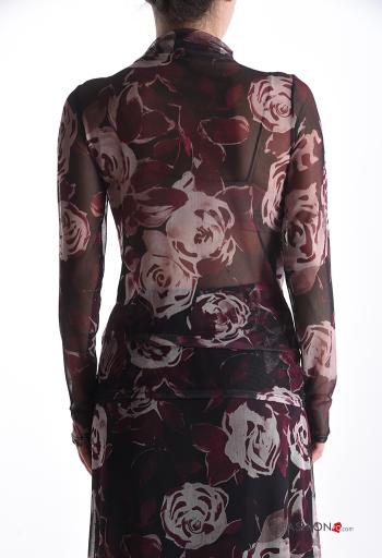 Maglietta a manica lunga tulle Fantasia floreale a collo alto - ph 2