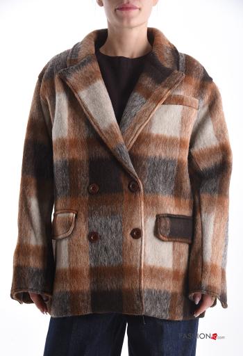 Cappotto in Misto Lana Fantasia tartan con fodera con bottoni con tasche - ph 1