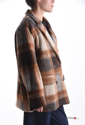 Cappotto in Misto Lana Fantasia tartan con fodera con bottoni con tasche - ph 3
