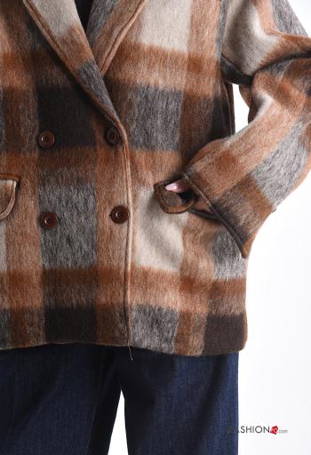 Cappotto in Misto Lana Fantasia tartan con fodera con bottoni con tasche - ph 4