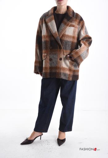 Cappotto in Misto Lana Fantasia tartan con fodera con bottoni con tasche - ph 5