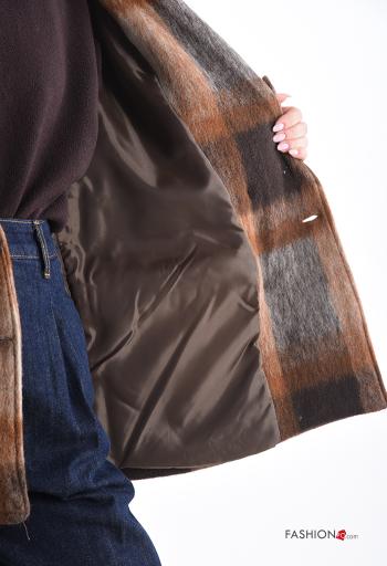 Cappotto in Misto Lana Fantasia tartan con fodera con bottoni con tasche - ph 6