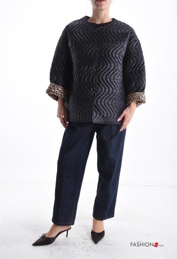 Cappotto maniche lunghe girocollo con bottoni con fodera - ph 5