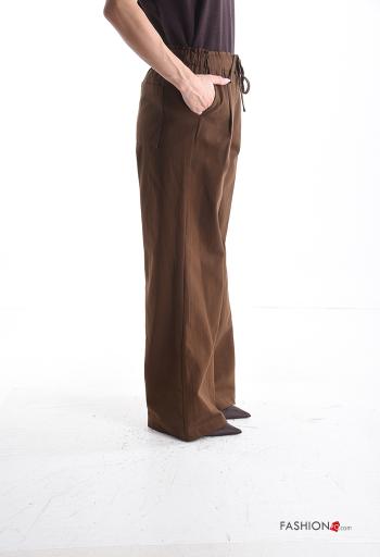 wide leg Hose aus Baumwolle mit Taschen mit gummizug - ph 3