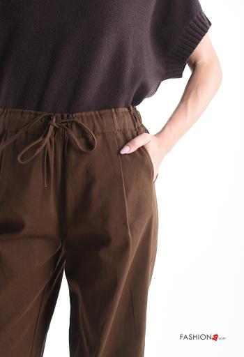 wide leg Hose aus Baumwolle mit Taschen mit gummizug - ph 4