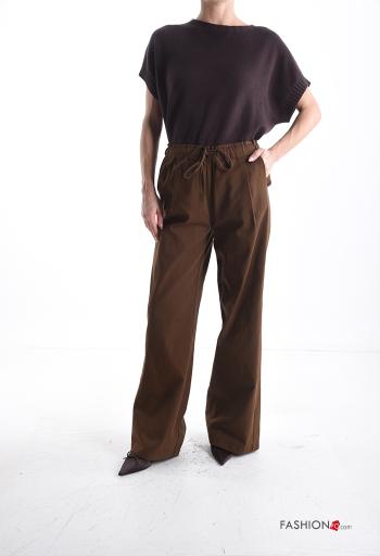 wide leg Hose aus Baumwolle mit Taschen mit gummizug - ph 5