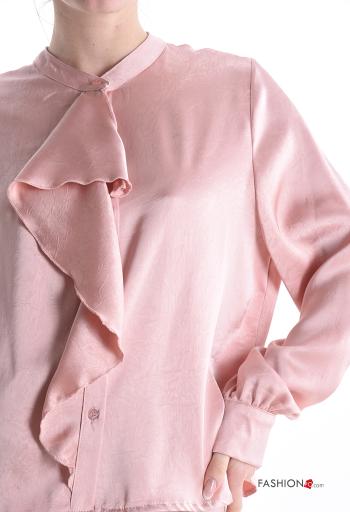 Camisa satén manga larga con volantes con botones - ph 4