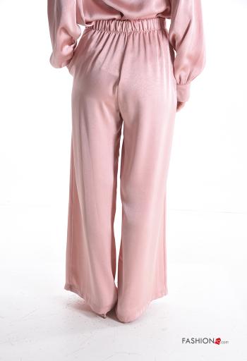 Pantalones satén wide leg con bolsillos con elástico - ph 2