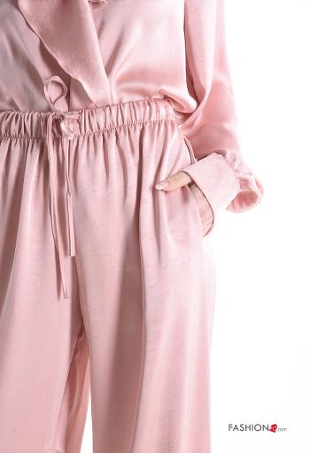 Pantalones satén wide leg con bolsillos con elástico - ph 4