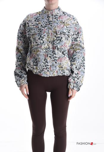 Leaf print Cotton Jacket