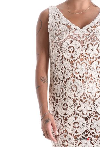 Embroidered sleeveless backless knitted Cotton Cover up with v-neck - ph 4