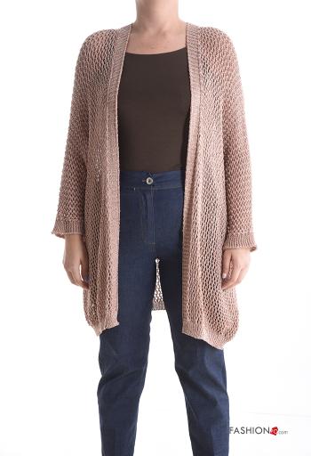 Cardigan a rete lurex maniche lunghe
