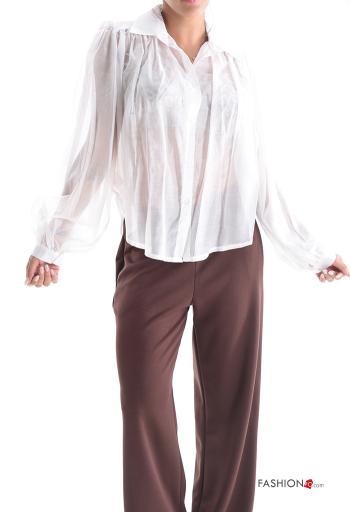 Chemise manches longues oversize à collet à boutons