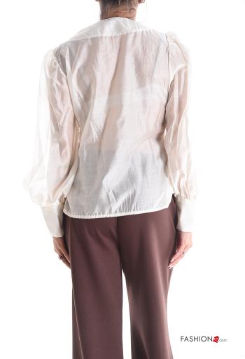 Blouse manches longues avec noeud à col en V - ph 2