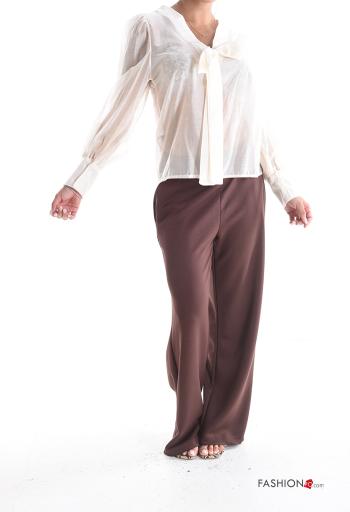 Blouse manches longues avec noeud à col en V - ph 5