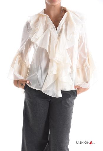 Chemise manches à volant manches longues à volants à boutons