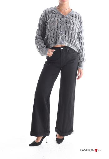 Cardigan in Misto Lana maniche lunghe corto Fantasia ricamata con bottoni scollo a V - ph 5