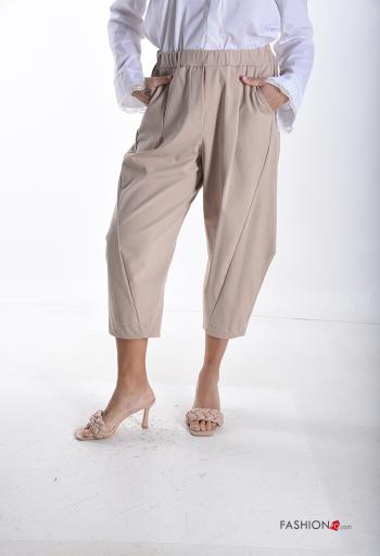 Pantalone in Cotone oversize con tasche con elastico - ph 1