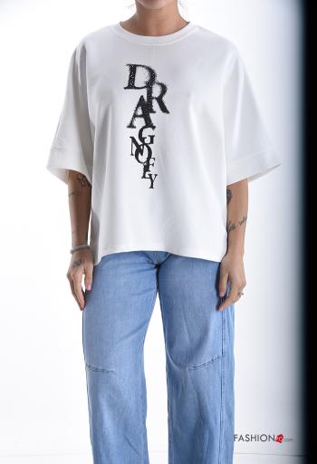 T-shirt maniche corte girocollo Fantasia scritta