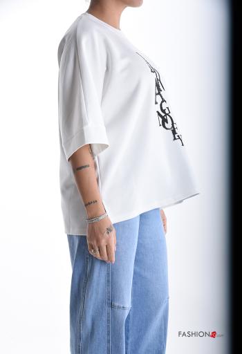 T-shirt maniche corte girocollo Fantasia scritta - ph 3