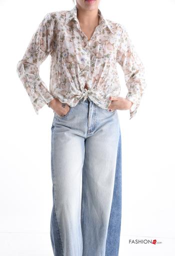 Camicia maniche lunghe con colletto Fantasia floreale con bottoni