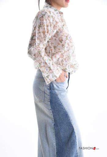 Camicia maniche lunghe con colletto Fantasia floreale con bottoni - ph 3