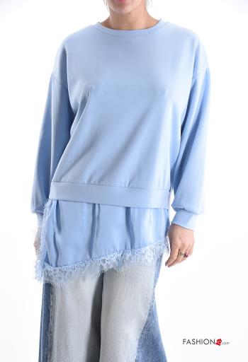 Spitze- u-boot ausschnitt asymmetrisch lange ärmel Sweatshirt