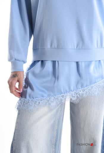 Spitze- u-boot ausschnitt asymmetrisch lange ärmel Sweatshirt - ph 4