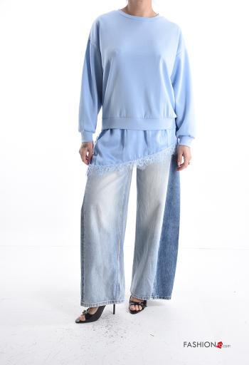 Spitze- u-boot ausschnitt asymmetrisch lange ärmel Sweatshirt - ph 5