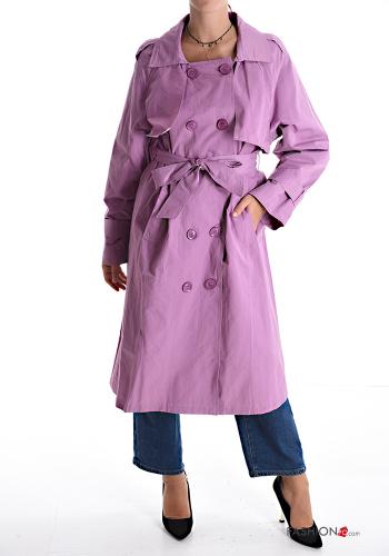 double-breasted Trench Coat with pockets with fabric belt