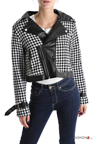 Chiodo ecopelle Fantasia pied de poule con zip - ph 1