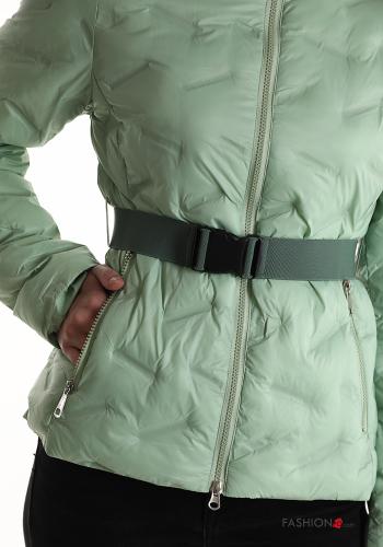 Daunenjacke mit Gürtel schnappverschluss mit Reißverschluss mit Taschen - ph 4