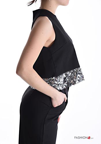 Top in Cotone corto senza maniche girocollo con paillettes - ph 3
