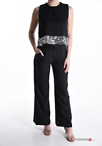 Top in Cotone corto senza maniche girocollo con paillettes - ph 5