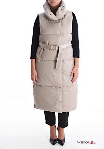 Colete acolchoado com cinto com bolsos fivela de plástico - ph 1