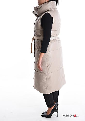 Colete acolchoado com cinto com bolsos fivela de plástico - ph 3