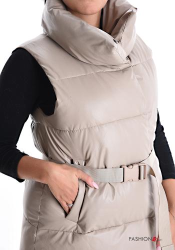 Colete acolchoado com cinto com bolsos fivela de plástico - ph 4