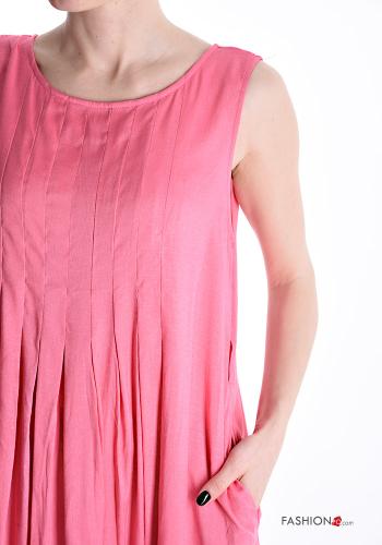 Vestido de Lino sin mangas extra grande cuello redondo Patrón bordado con volantes bordado inglés - ph 4