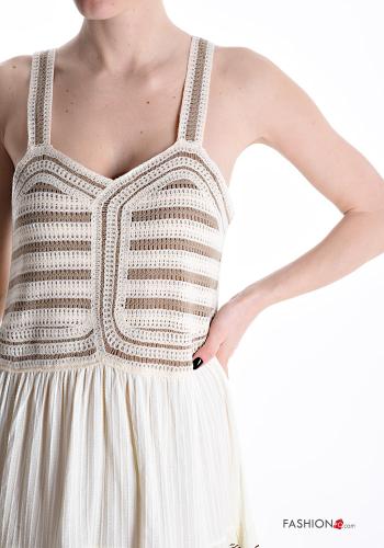 Vestido de Lino largo sin mangas espalda descubierta Estampado mixto escote profundo - ph 4
