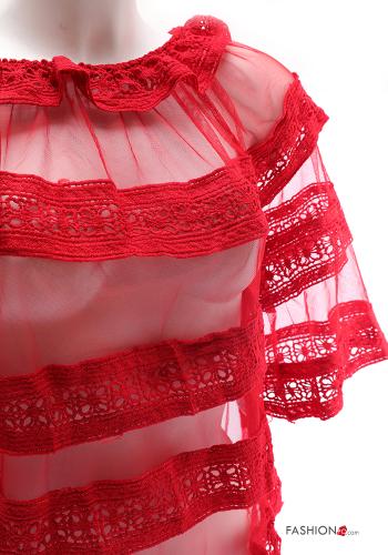 Blusa maniche in tulle pizzo maniche corte - ph 4