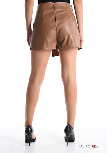 Jupe-Pantalon faux cuir asymétrique à boutons - ph 2