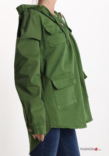 Parka in Cotone con tasche con bottoni con cappuccio - ph 3