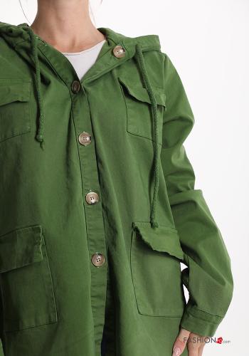 Parka in Cotone con tasche con bottoni con cappuccio - ph 4
