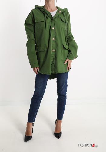 Parka in Cotone con tasche con bottoni con cappuccio - ph 5