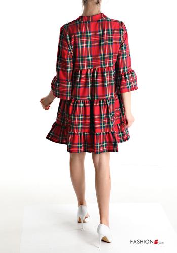 Tartan-Muster Kleid mit Volants mit V-Ausschnitt - ph 2